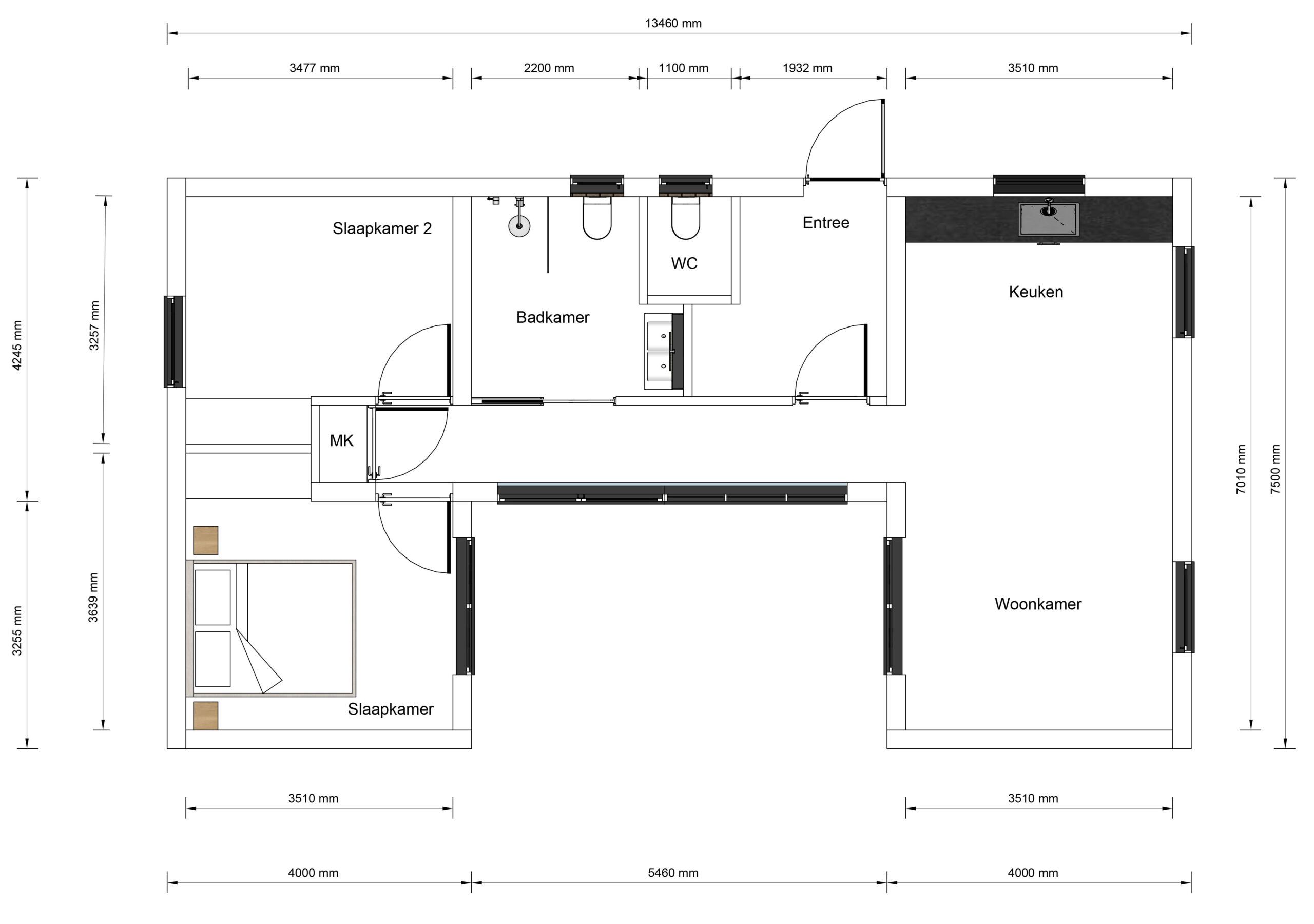 Mantelzorgwoning model Elaris Plattegrond