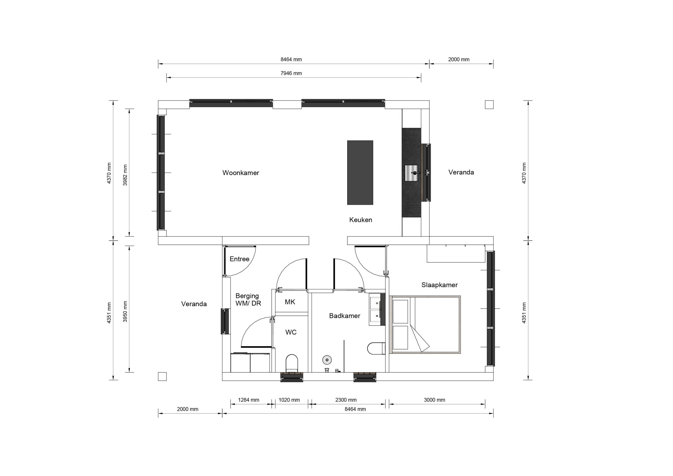 Mantelzorgwoning model Inari Plattegrond
