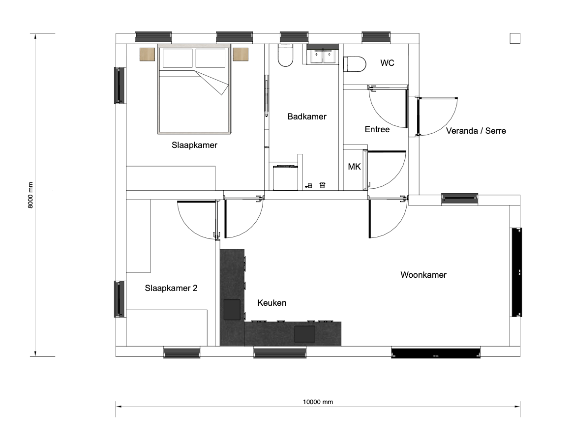 Mantelzorgwoning 70 m2 plattegrond