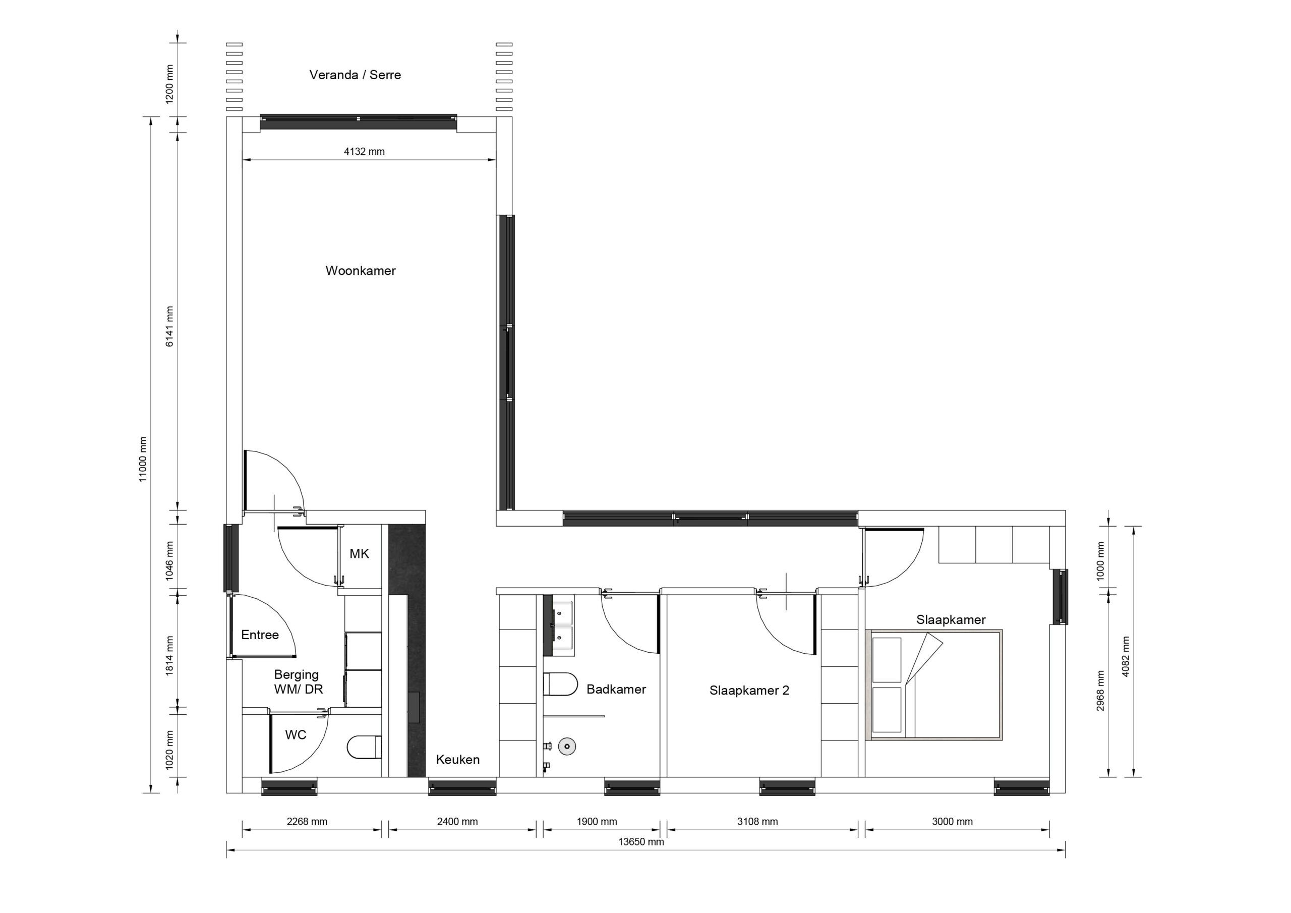 Mantelzorgwoning model Nevira Plattegrond