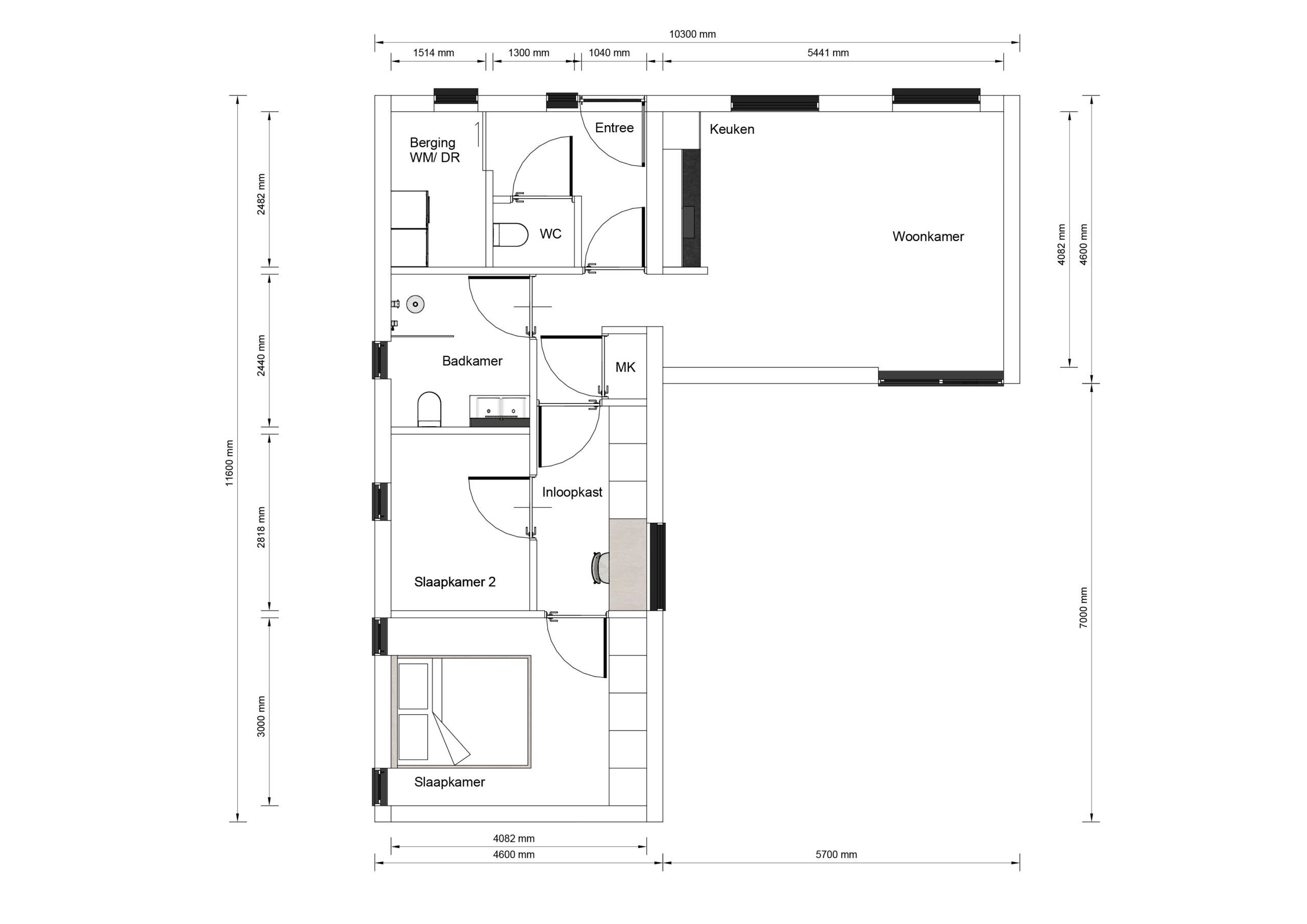 Mantelzorgwoning model Minaro Plattegrond