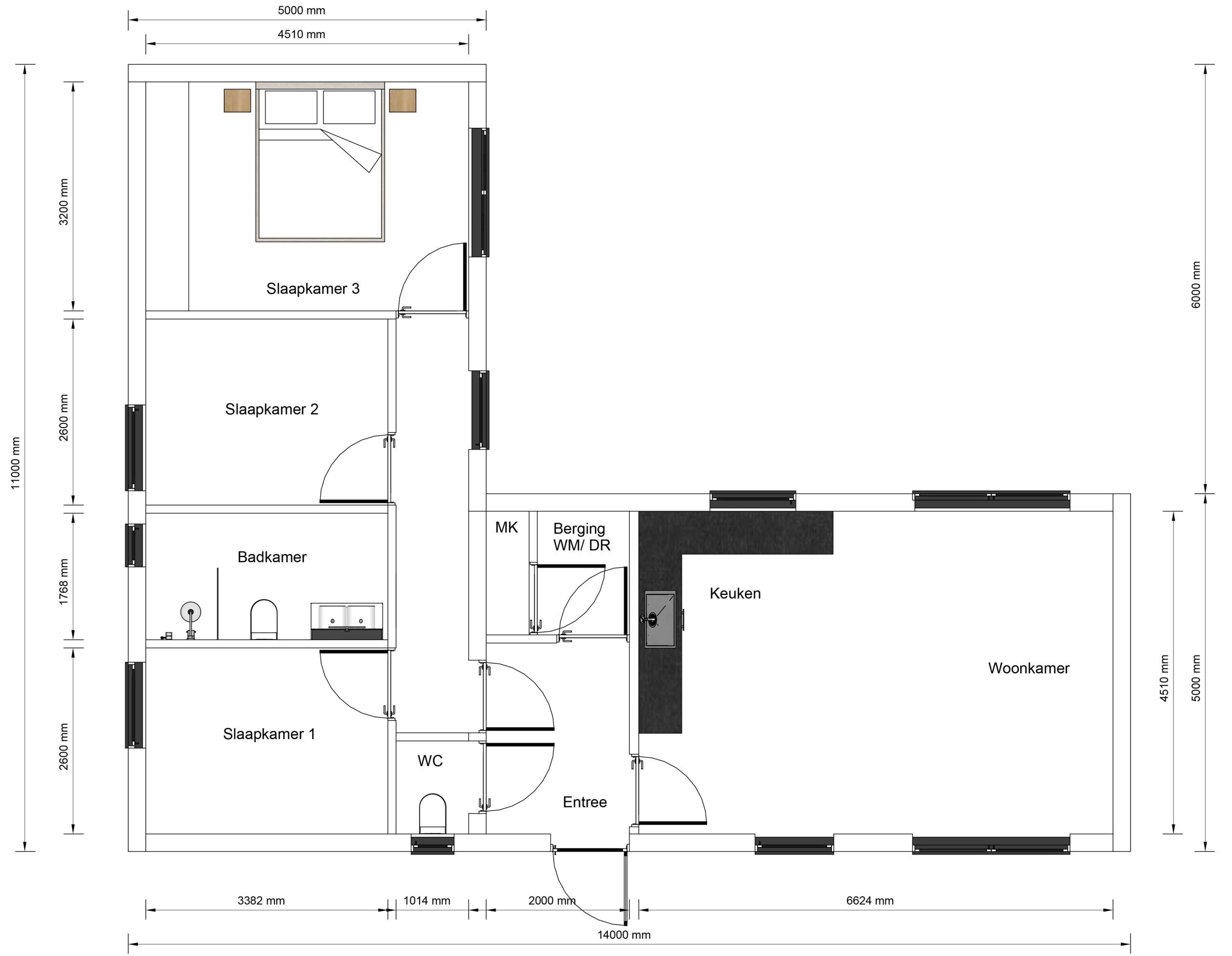 Mantelzorgwoning model Fenara Plattegrond