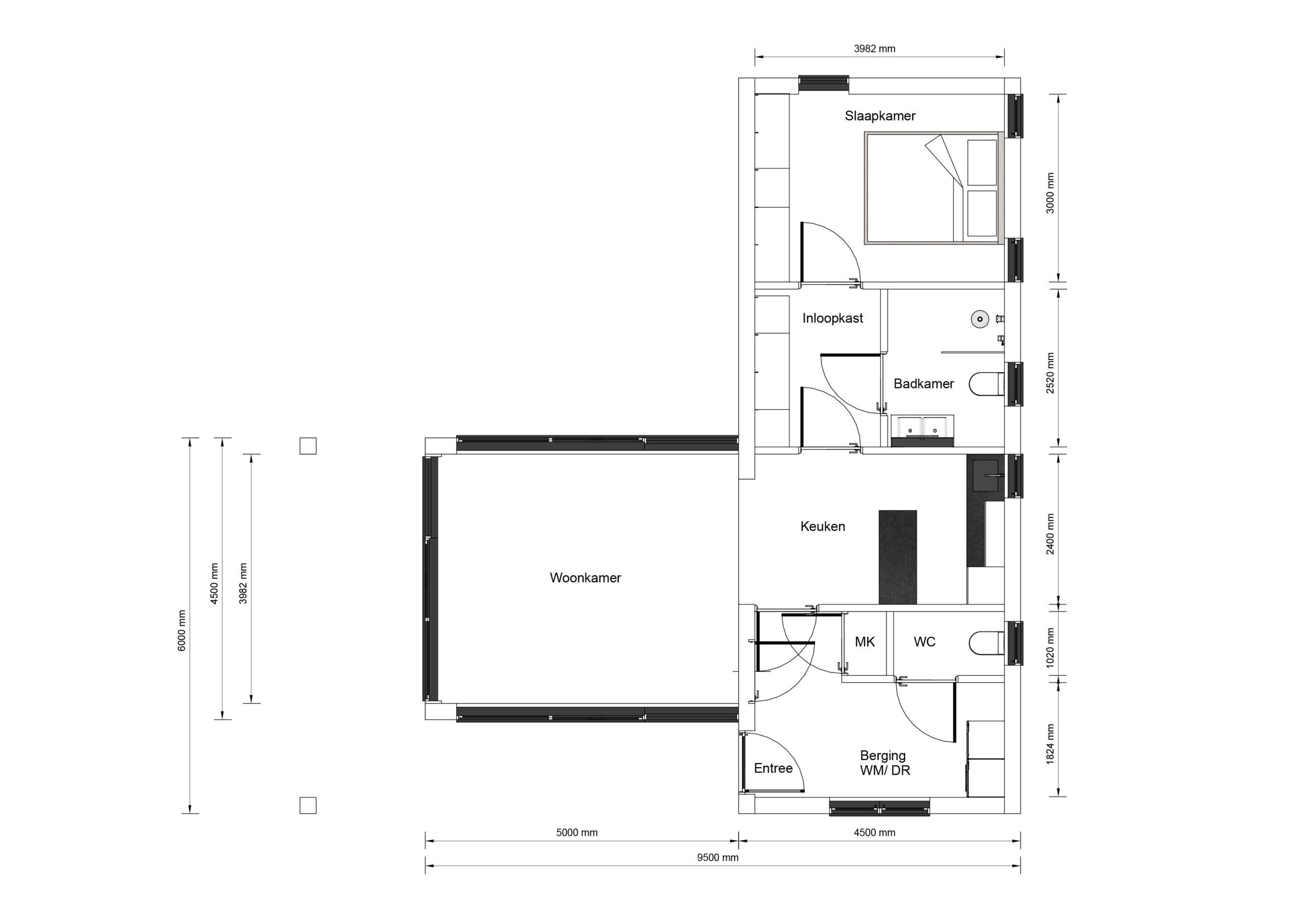 Mantelzorgwoning model Arla Plattegrond