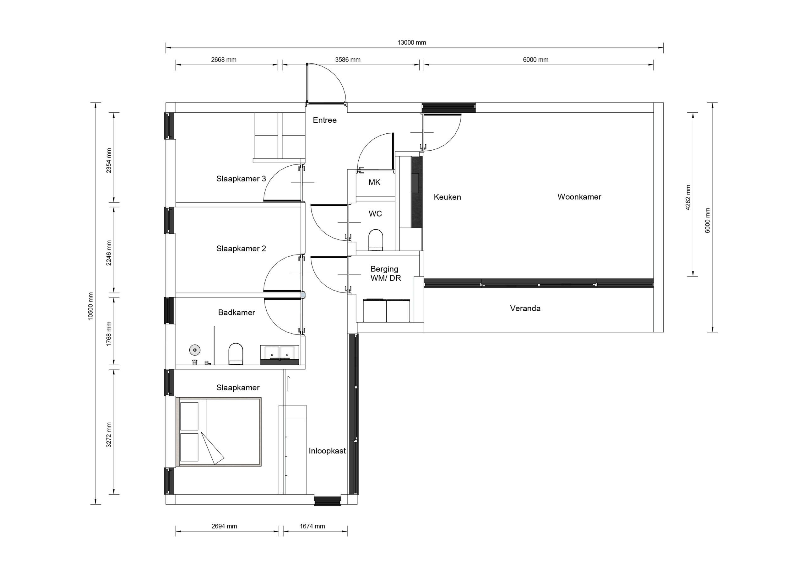 Mantelzorgwoning model Moreni Plattegrond