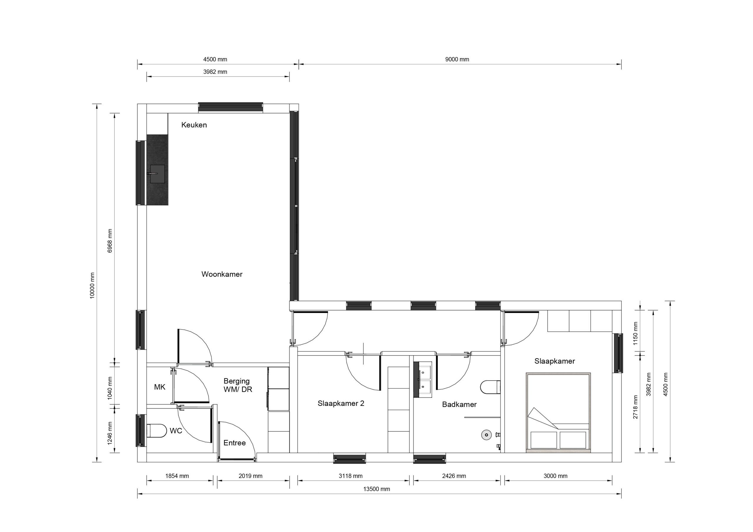 Mantelzorgwoning model Carviano Plattegrond