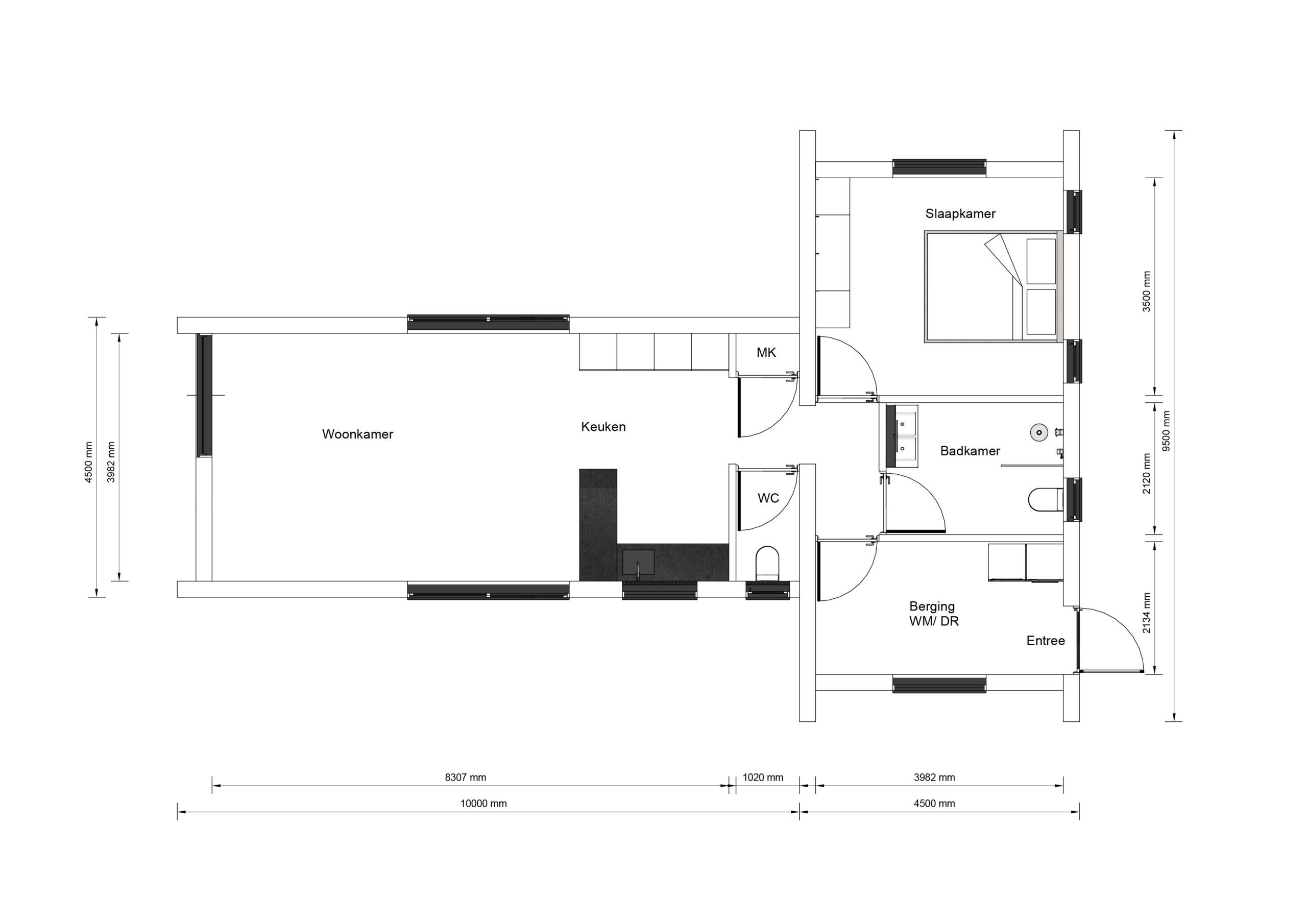 Mantelzorgwoning model Marona Plattegrond