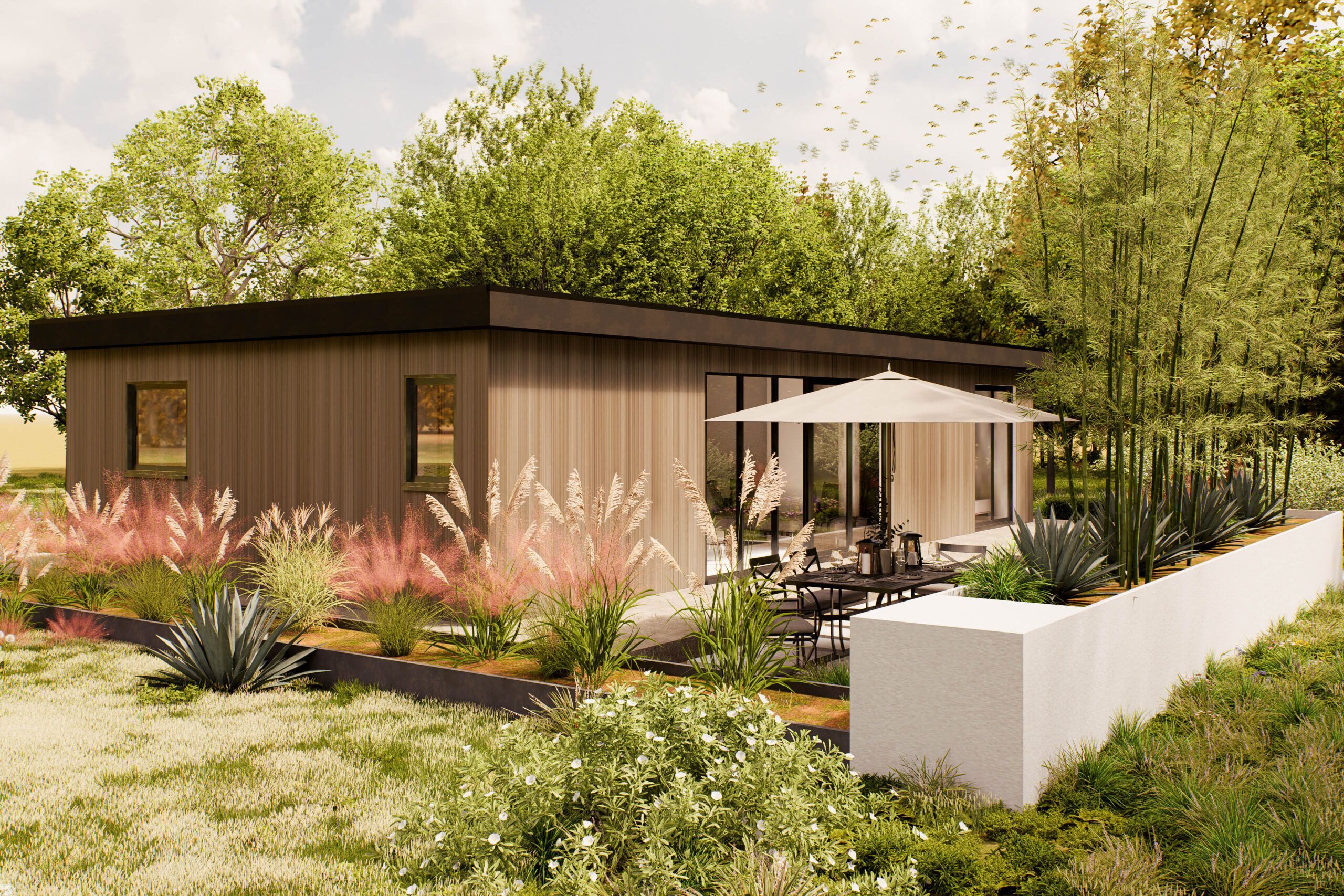 Mantelzorgwoning model Valiera Plat dak buitenkant Villea Wijk en Aalburg