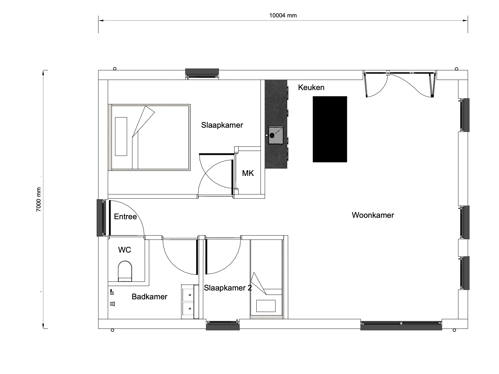 Mantelzorgwoning 70 m2 plattegrond