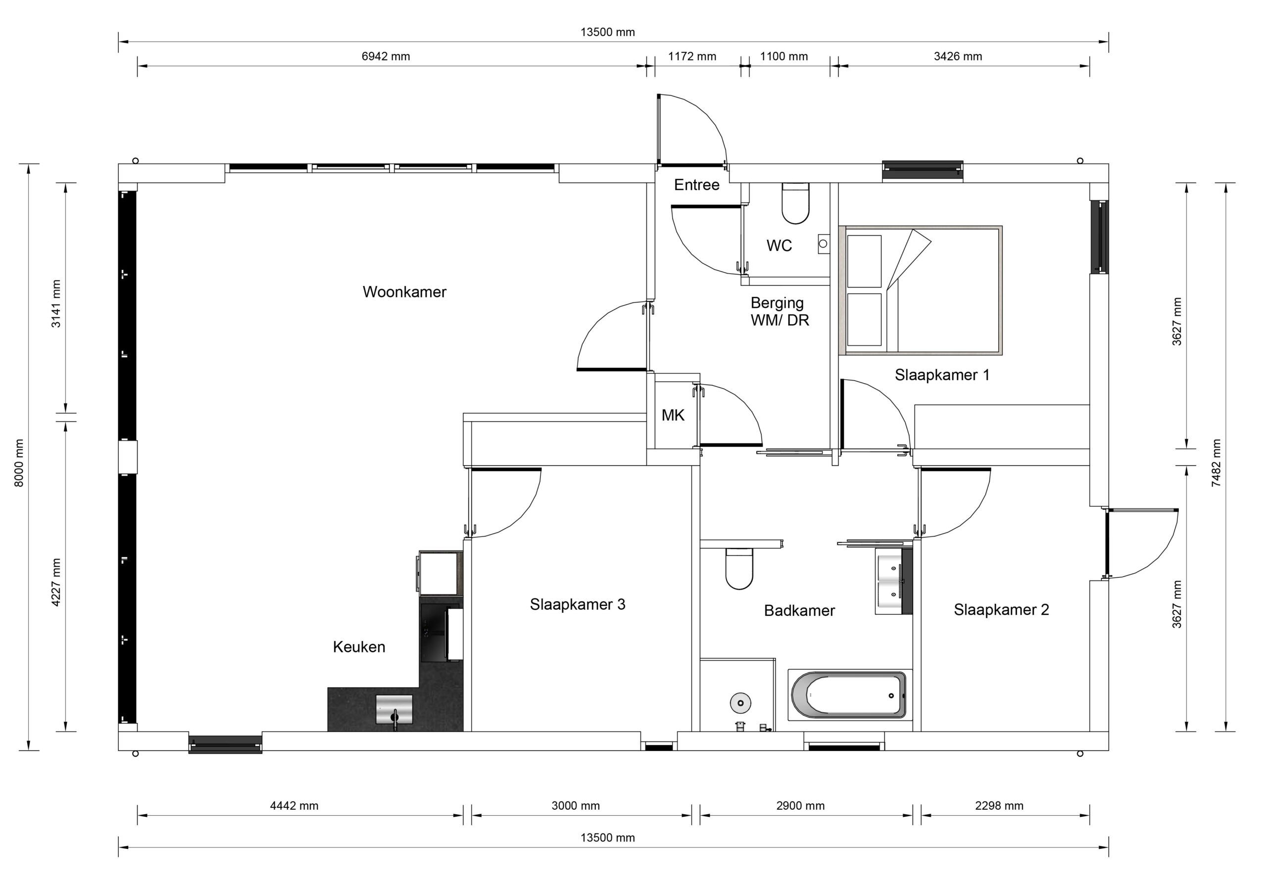 Mantelzorgwoning model Lirano Plattegrond