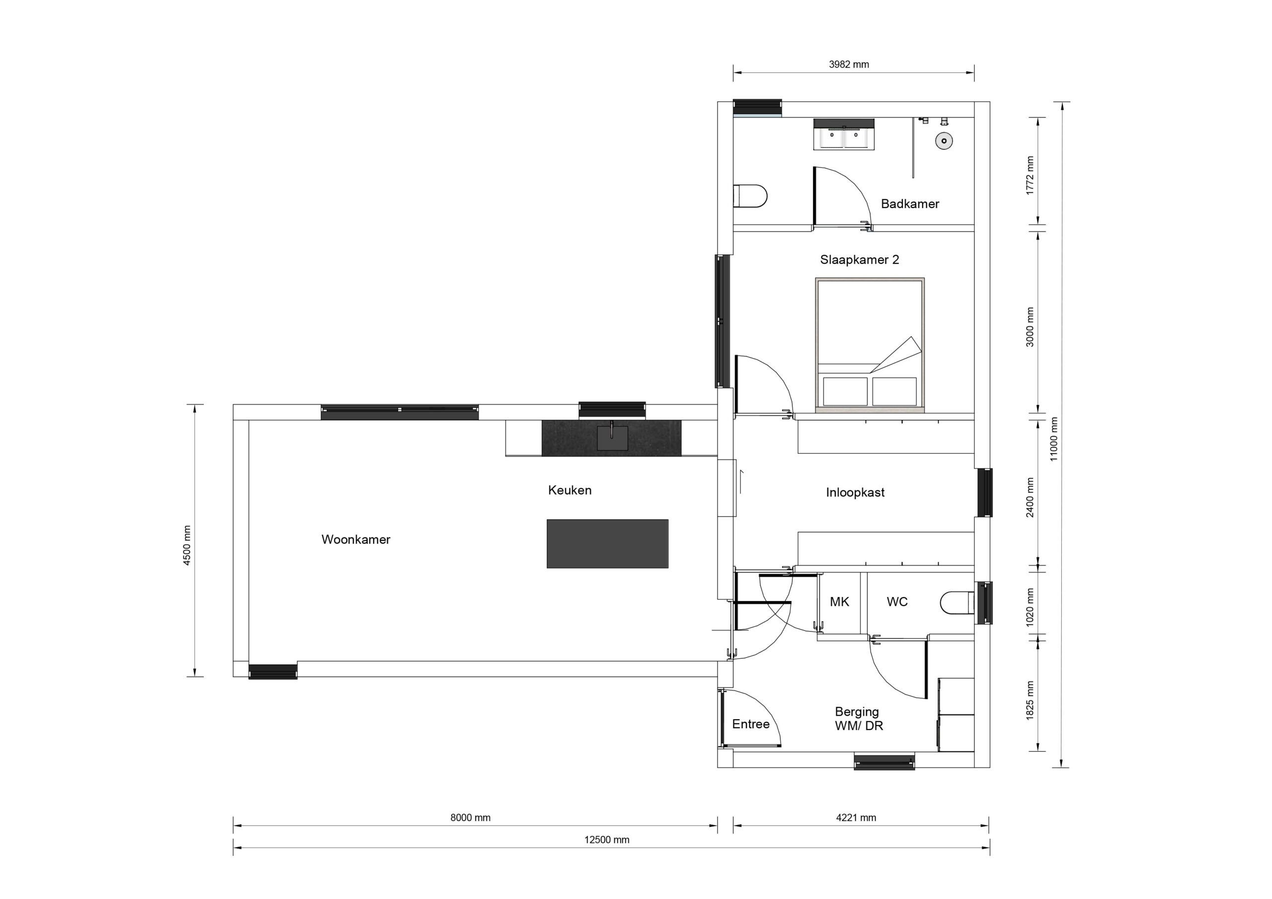 Mantelzorgwoning model Cayano Plattegrond