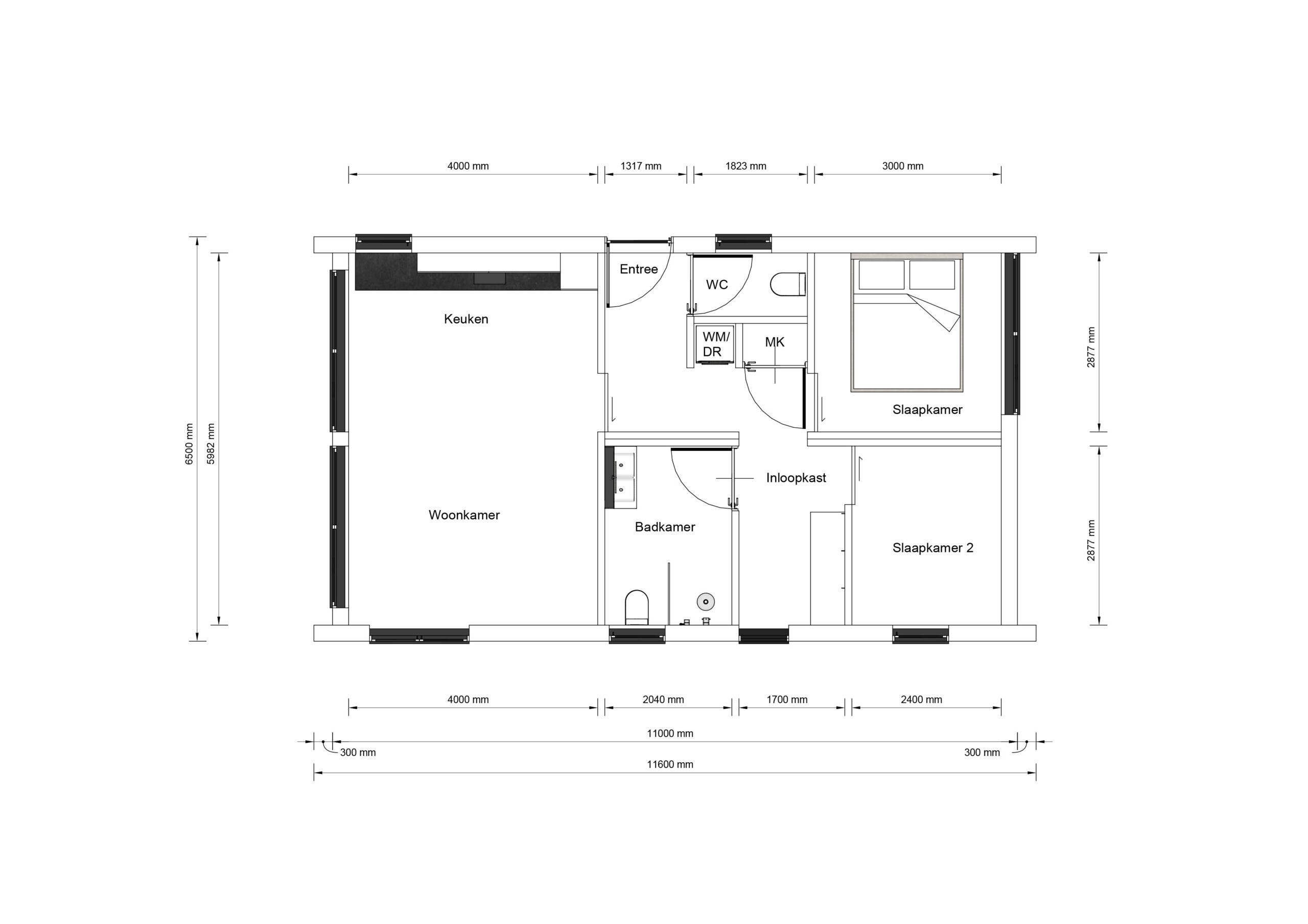 Mantelzorgwoning model Elviro Plattegrond