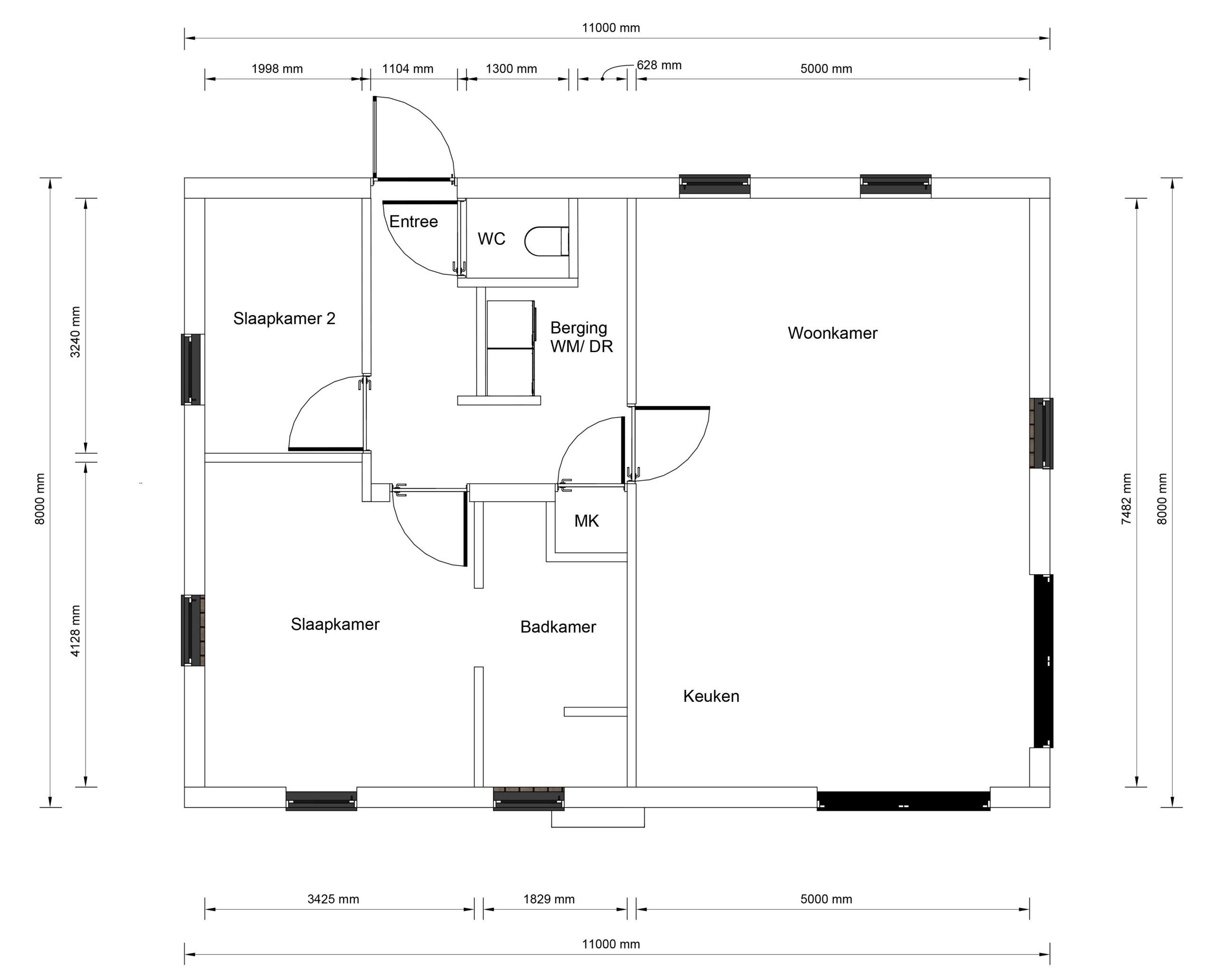 Mantelzorgwoning model Vialto Plattegrond
