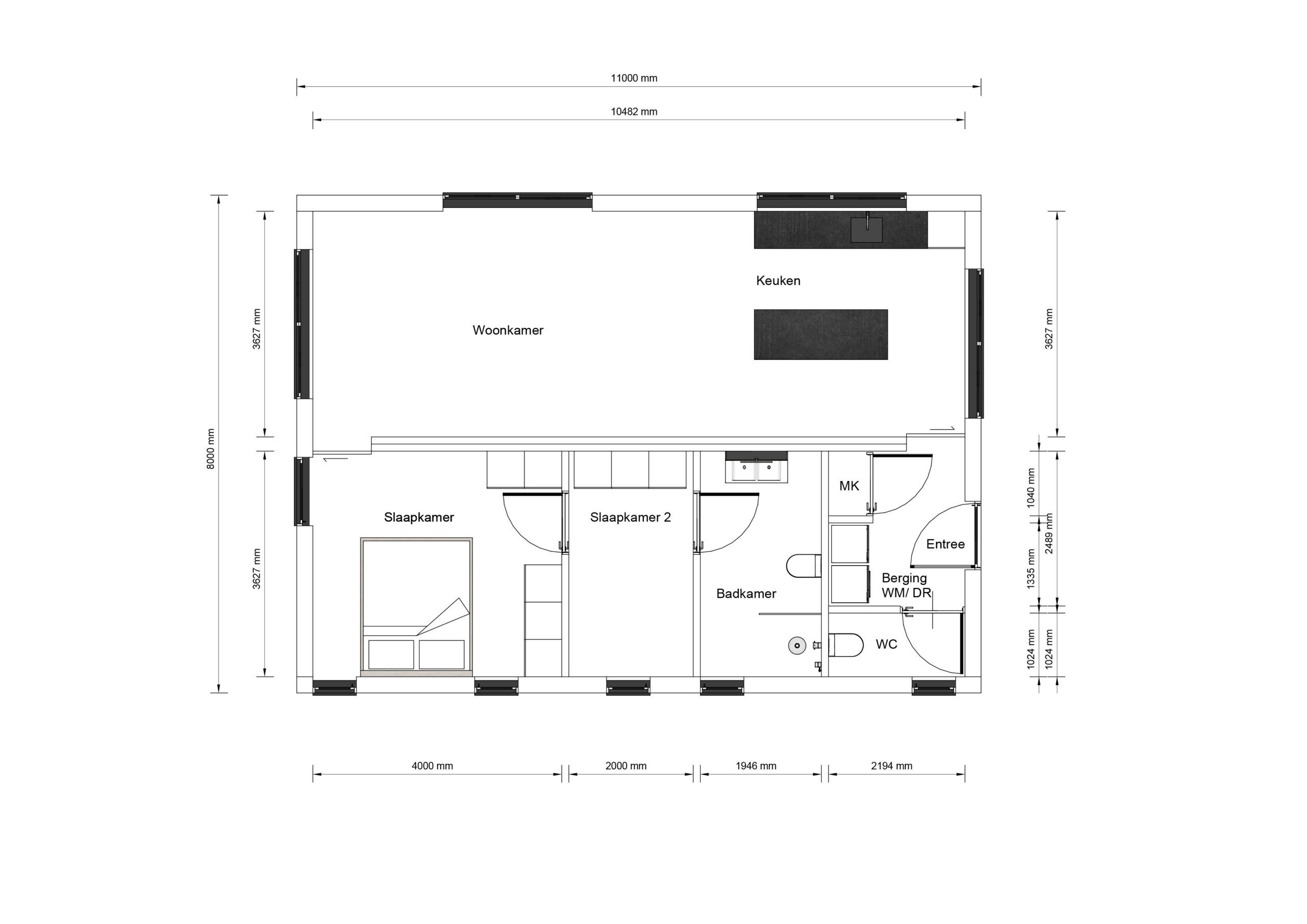 Mantelzorgwoning model Lureta Plattegrond