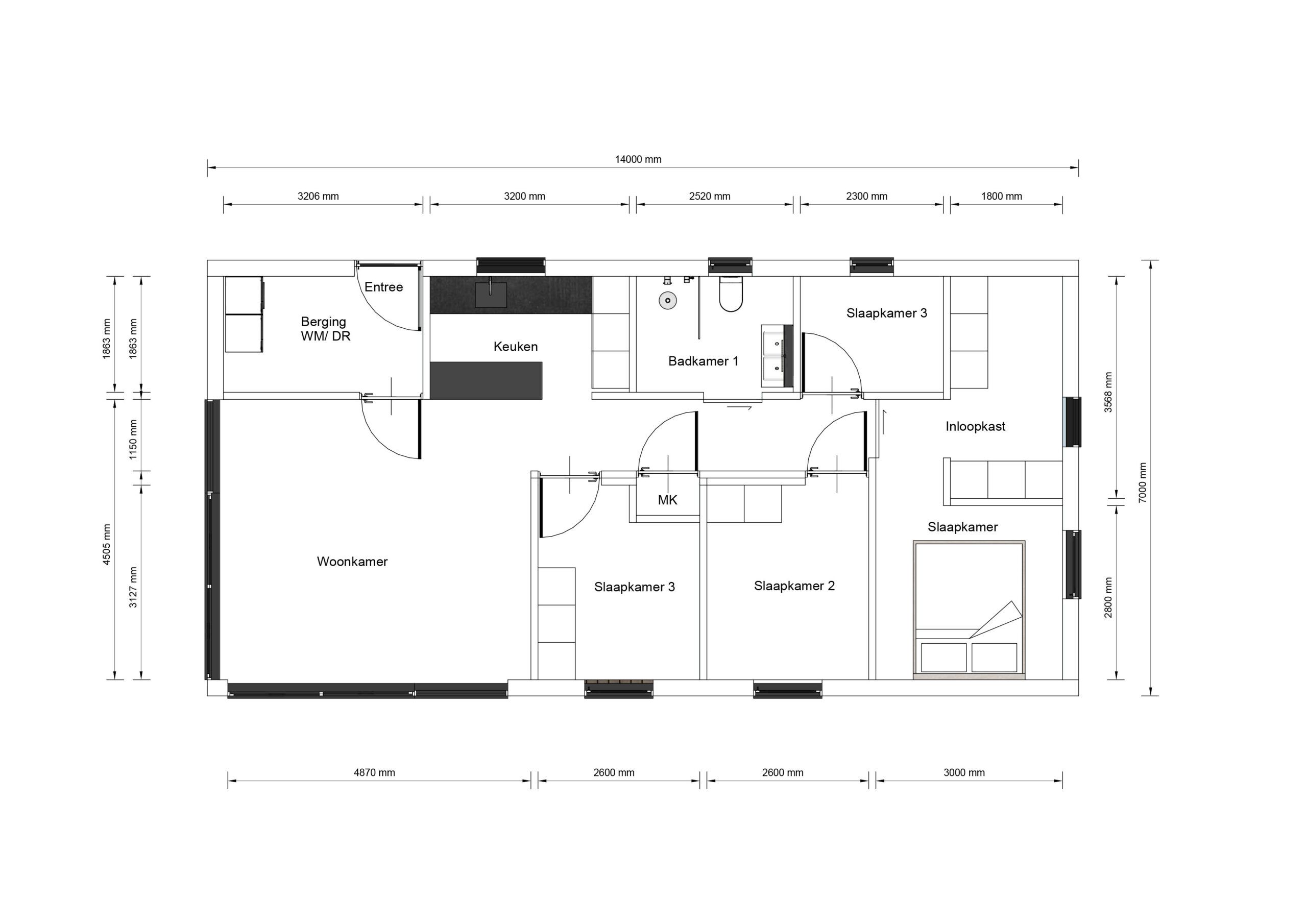 Mantelzorgwoning model Serano Plattegrond
