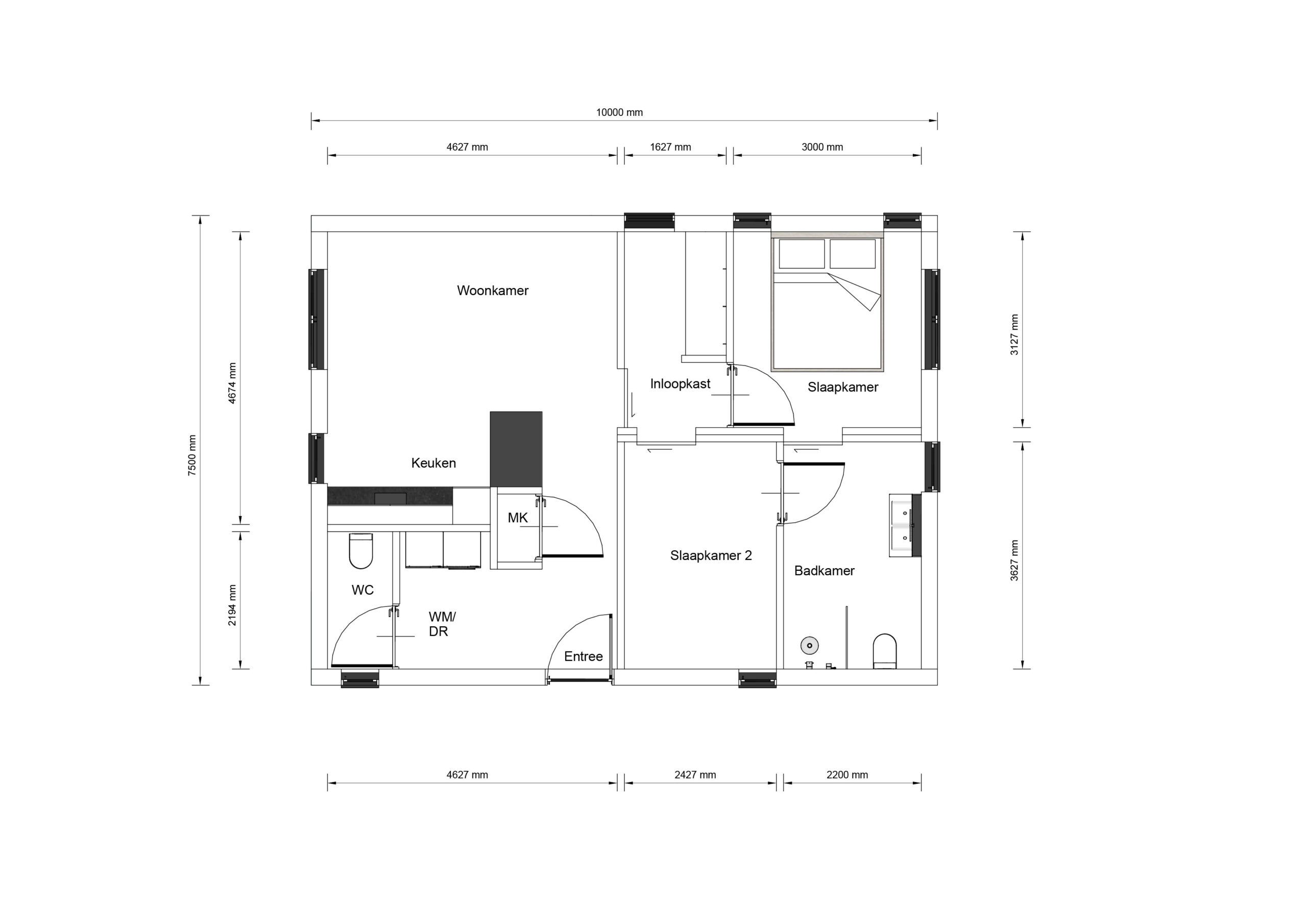 Mantelzorgwoning model Silvano Plattegrond