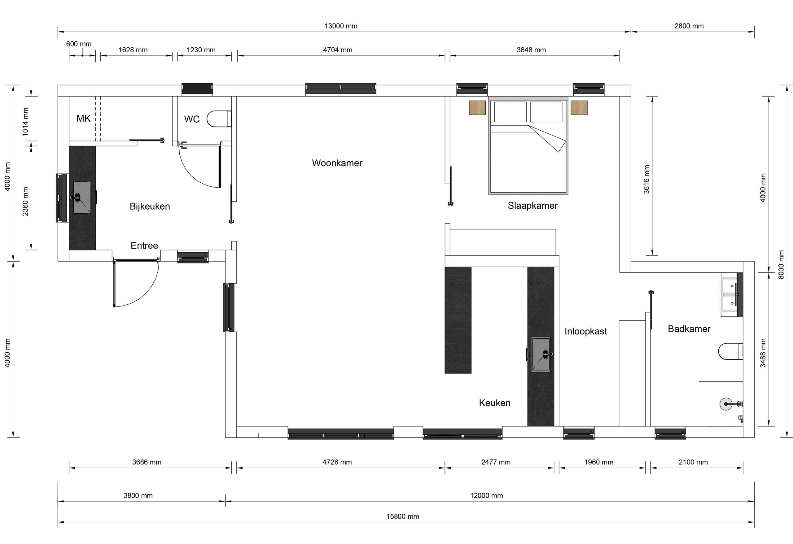 Mantelzorgwoning model Tavora Plattegrond