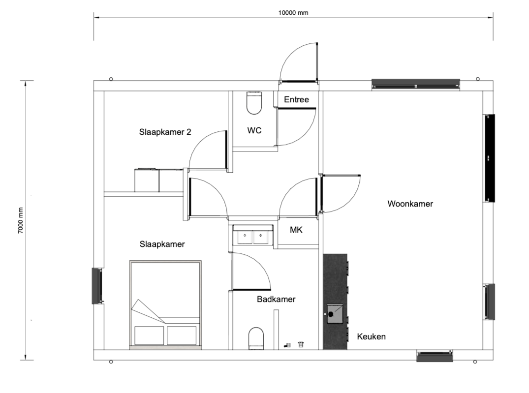 Mantelzorgwoning 70 m2 plattegrond