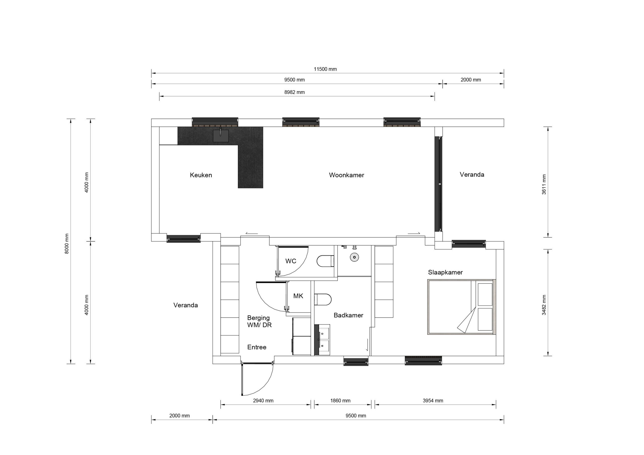 Mantelzorgwoning model Toreno Plattegrond