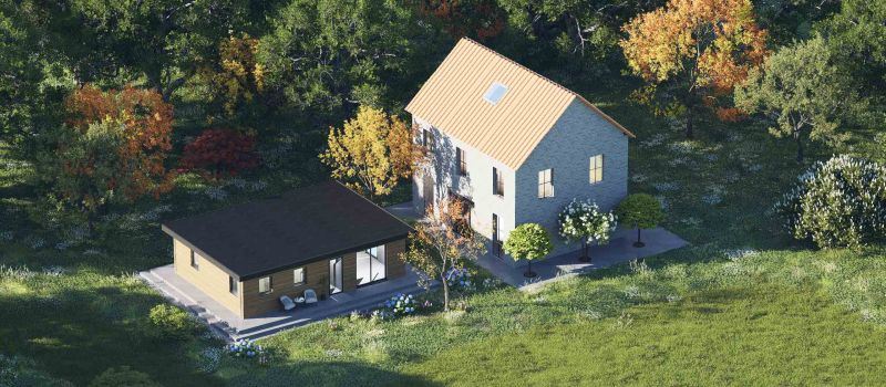 Mantelzorgwoning model Ovidia plat dak Voorkant