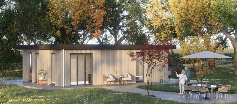 Mantelzorgwoning model Vireo plat dak Voorkant