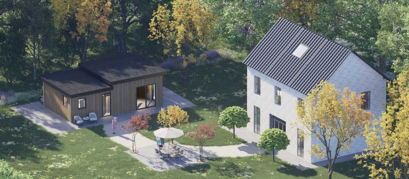 Mantelzorgwoning model Mira versprongen dak Voorkant
