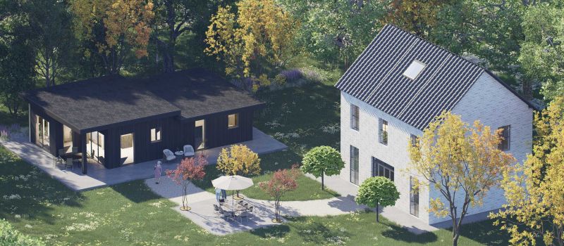 Mantelzorgwoning model Luzenta versprongen dak Voorkant