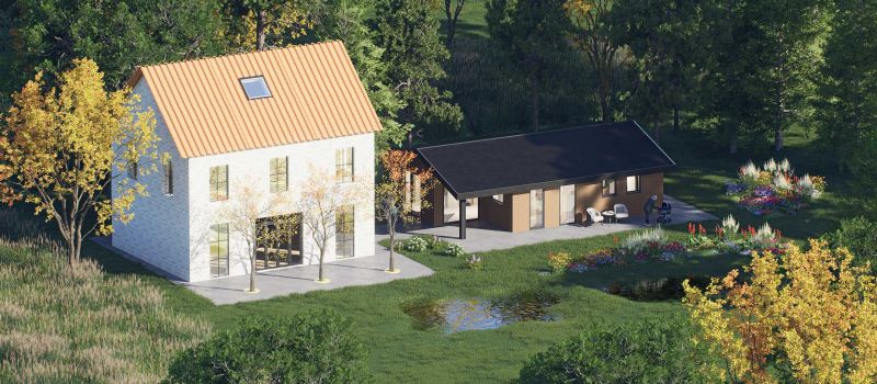 Mantelzorgwoning model Decento zadeldak Voorkant
