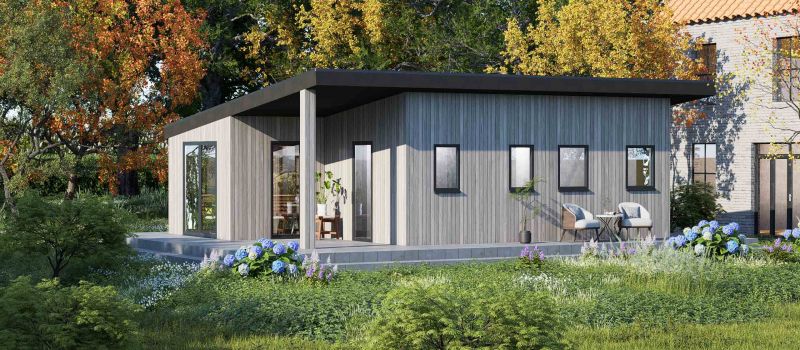 Mantelzorgwoning model Mareva lessenaarsdak Voorkant