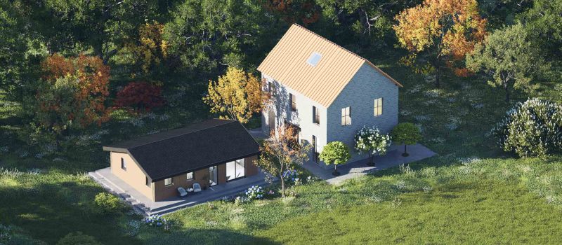 Mantelzorgwoning model Ovidia zadeldak Voorkant