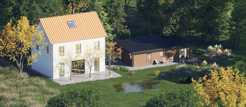 Mantelzorgwoning model Lioris plat dak Voorkant