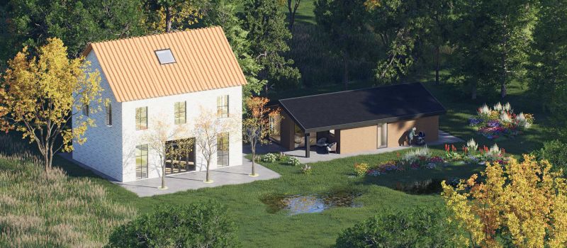 Mantelzorgwoning model Dalora zadeldak Voorkant