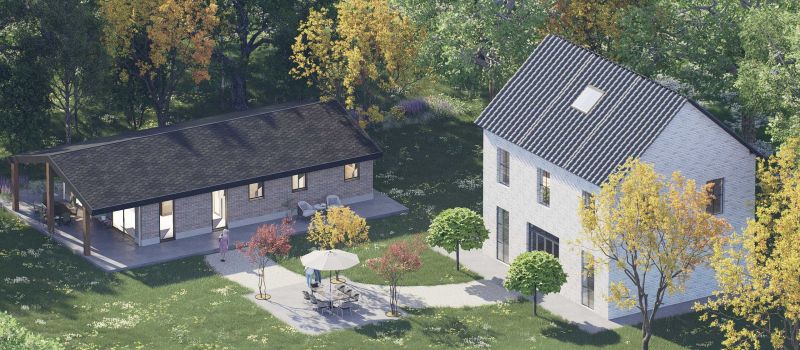 Mantelzorgwoning model Altano zadeldak Voorkant