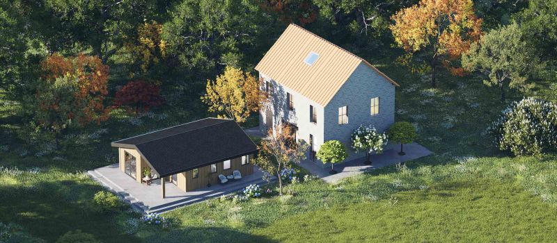 Mantelzorgwoning model Mareva zadeldak Voorkant