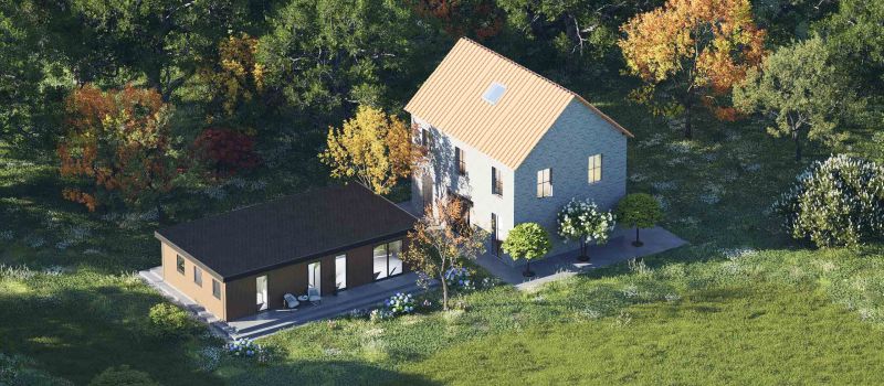 Mantelzorgwoning model Domira plat dak Voorkant