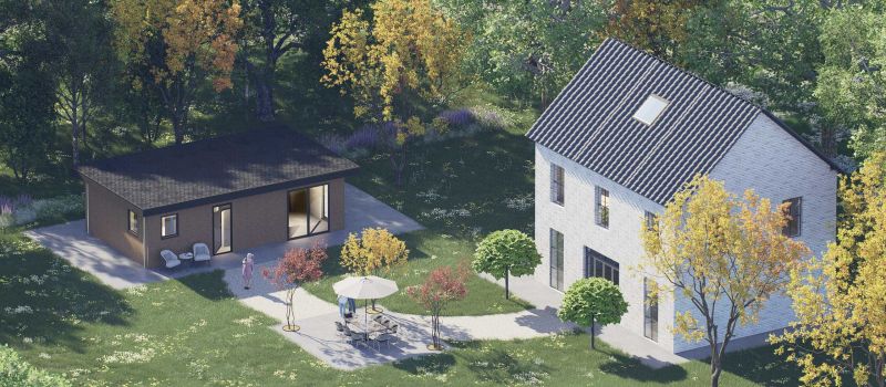 Mantelzorgwoning model Mira plat dak Voorkant