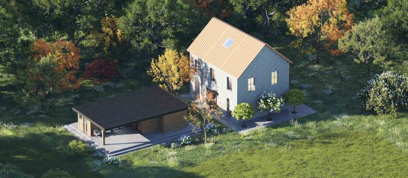 Mantelzorgwoning model Amfora plat dak Voorkant