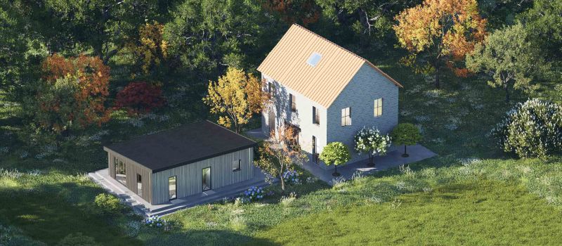 Mantelzorgwoning model Cavona lessenaarsdak Voorkant