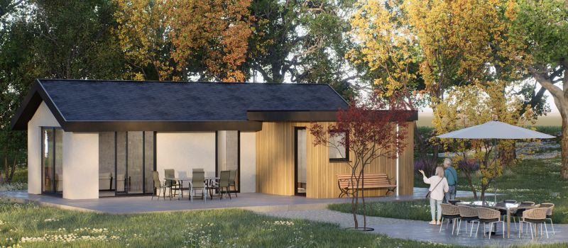 Mantelzorgwoning model Versin zadeldak Voorkant