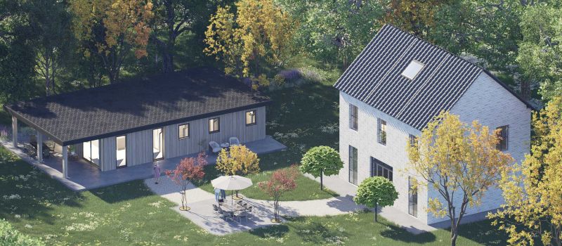 Mantelzorgwoning model Altano plat dak Voorkant