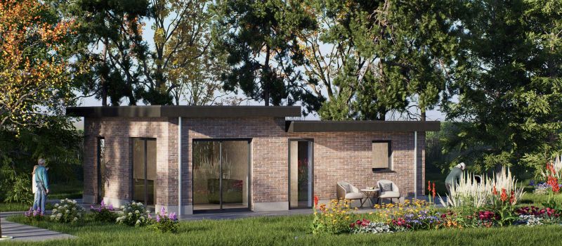 Mantelzorgwoning model Calento versprongen dak Voorkant