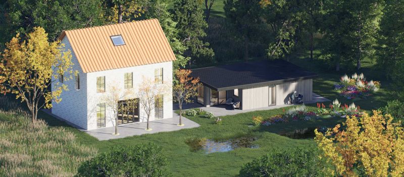 Mantelzorgwoning model Dalora plat dak Voorkant