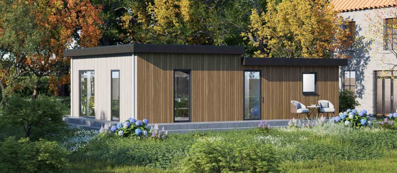 Mantelzorgwoning model Cavona versprongen dak Voorkant