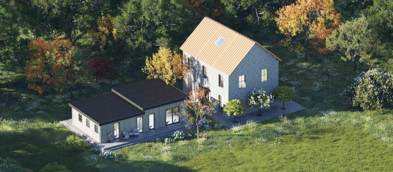 Mantelzorgwoning model Domira versprongen dak Voorkant