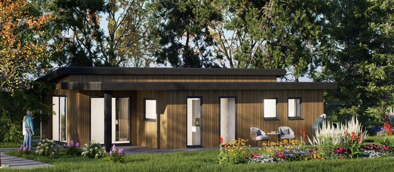 Mantelzorgwoning model Decento versprongen dak Voorkant