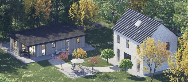 Mantelzorgwoning model Luzenta plat dak Voorkant