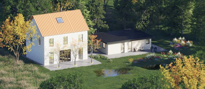 Mantelzorgwoning model Calivo plat dak Voorkant